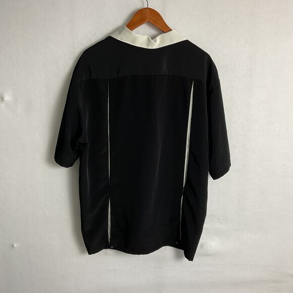Phillipe Marcel Mens Collared Bowling Shirt Black and White Embroidered XL - Picture 4 of 9